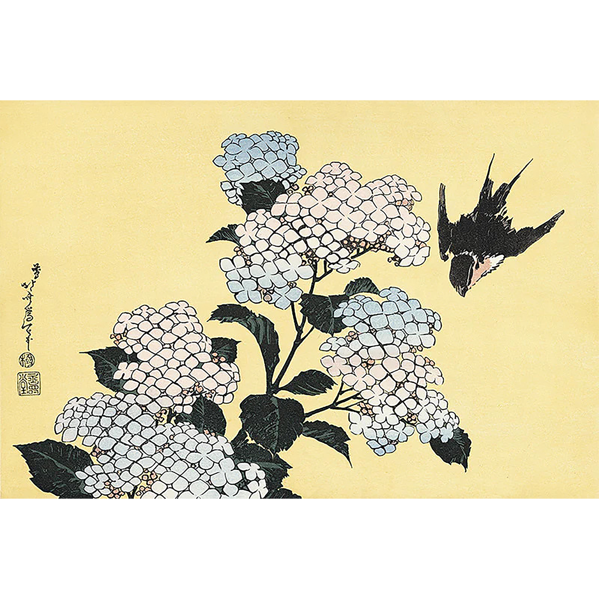 Hokusai "Hydrangea and a Swallow"