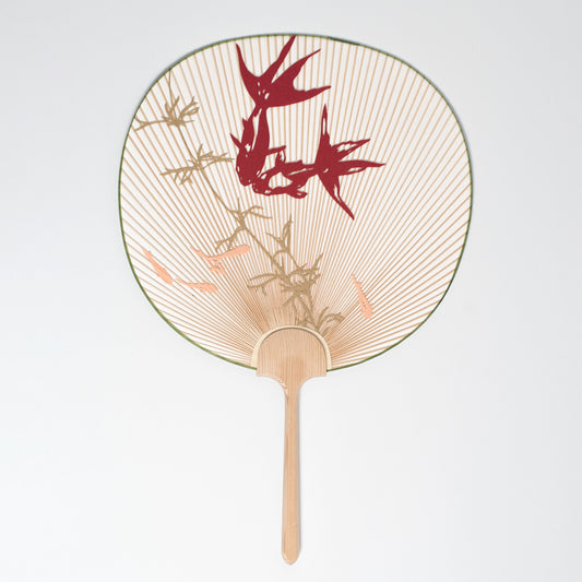 Kyo Uchiwa – Kingyo (Paired Goldfish) with Stand