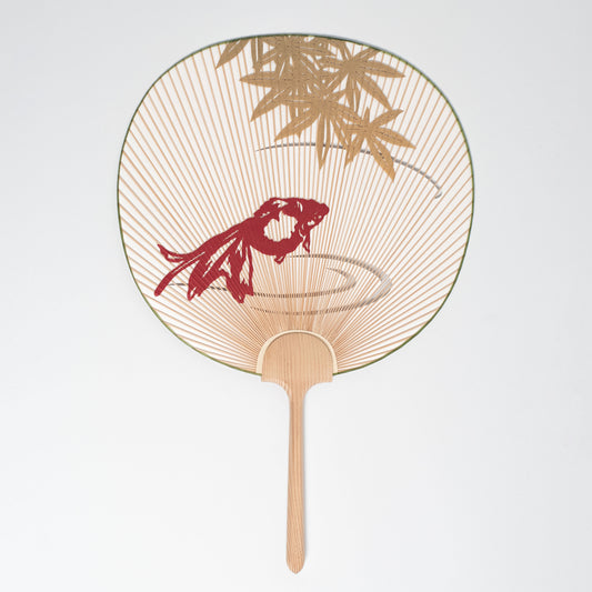 Kyo Uchiwa – Kingyo (Goldfish) with Stand