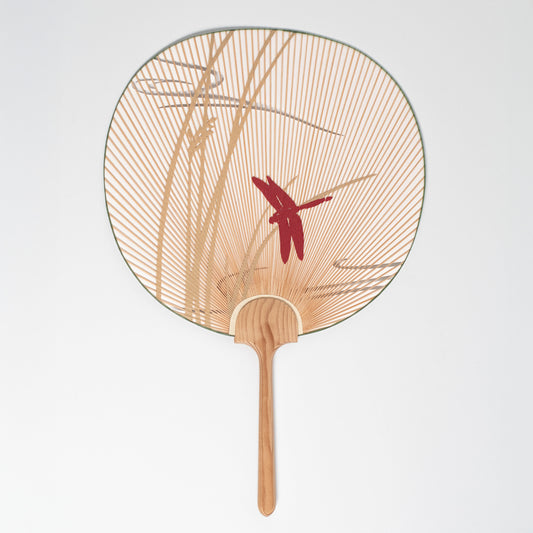 Kyo Uchiwa – Red Tombo (Dragonfly) with Stand
