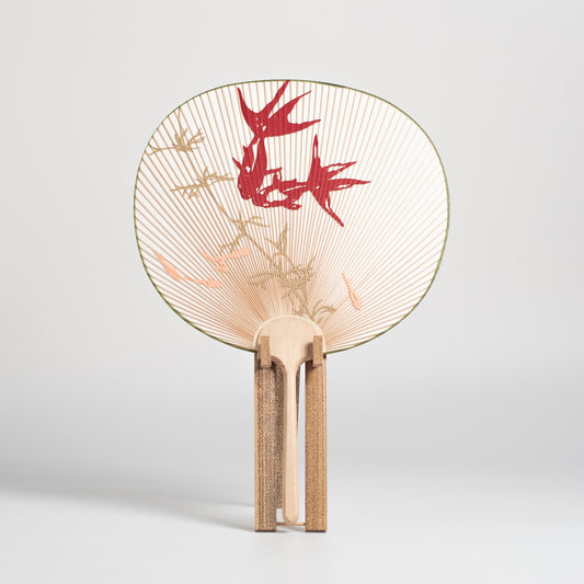Kyo Uchiwa – Kingyo (Paired Goldfish) with Stand