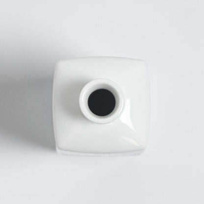 Arita Ware: Single-Flower Vase with Overglaze Enamel Dragon and Phoenix Design, Slender Angular Form